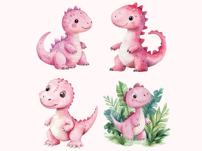 Niedliche Dinosaurier-Cliparts, Baby-Dinosaurier-Cliparts, süße Baby-Dinosaurier, Aquarell-Cartoon-Dinosaurier-Cliparts, Dinosaurier-Geburtstags-Cliparts