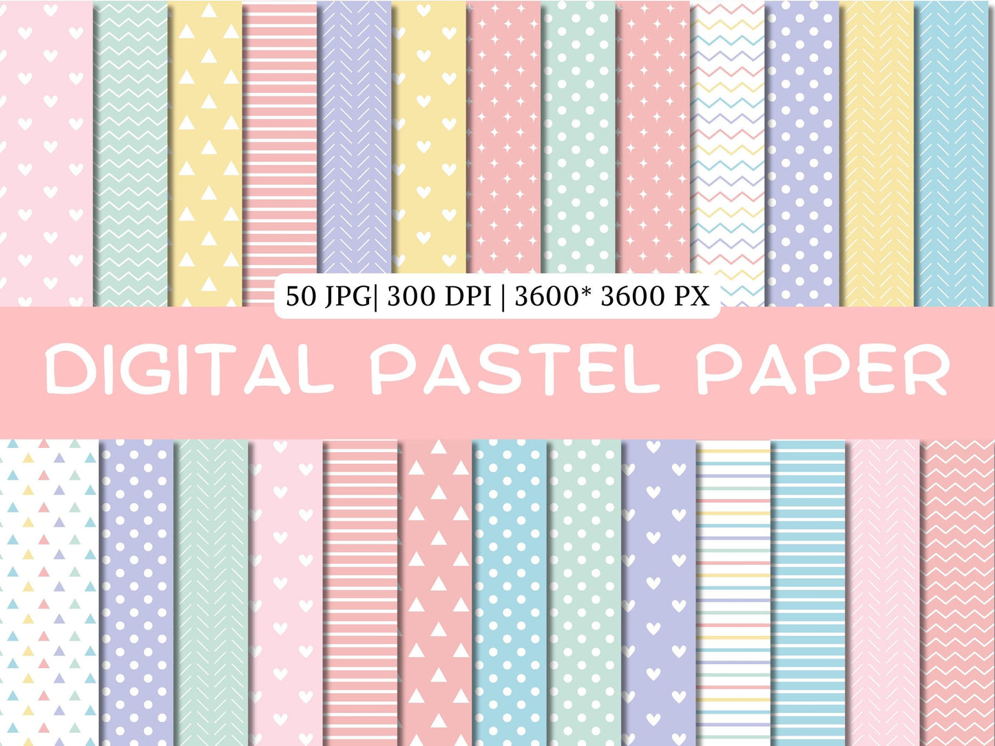 Pastel Paper Clipart Bundle, Essential Pastel Digital Paper Clipart, Patterns Scrapbooking Clipart, Solid Digital Paper, Digital Download