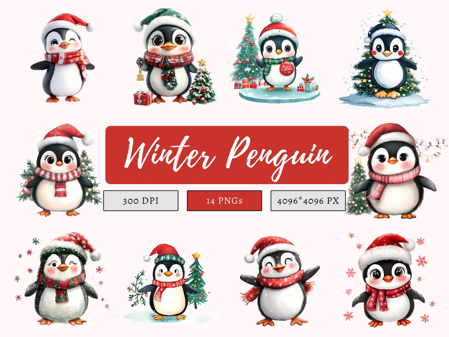 14 Penguin Clipart Bundle png, Christmas Penguin Clipart Bundle, Penguin Clipart, Penguin Silhouette, Penguin png, Digital Download