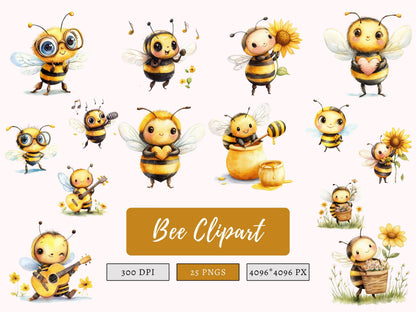 Bienen-Clipart-Bundle (PNG), Honigbienen-Clipart-Bundle, Bienen-PNG-Bundle, Biene (PNG), Honigwabe (PNG), Bienen-Clipart, Niedliche Bienen-Clipart, Hummel-Clipart