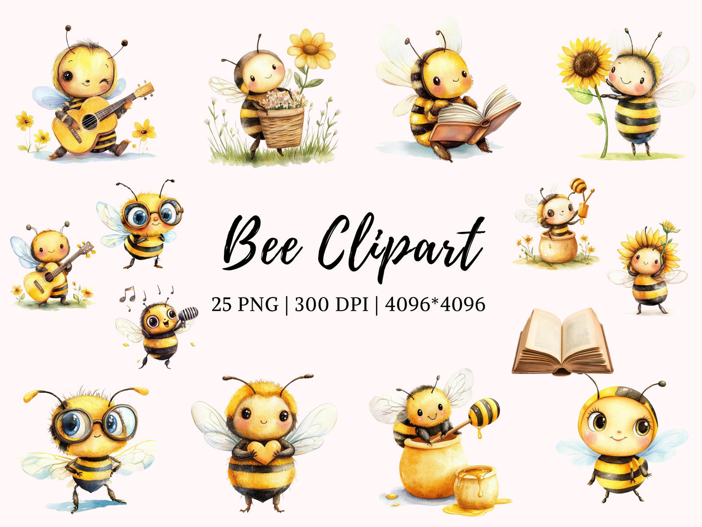 Bienen-Clipart-Bundle (PNG), Honigbienen-Clipart-Bundle, Bienen-PNG-Bundle, Biene (PNG), Honigwabe (PNG), Bienen-Clipart, Niedliche Bienen-Clipart, Hummel-Clipart