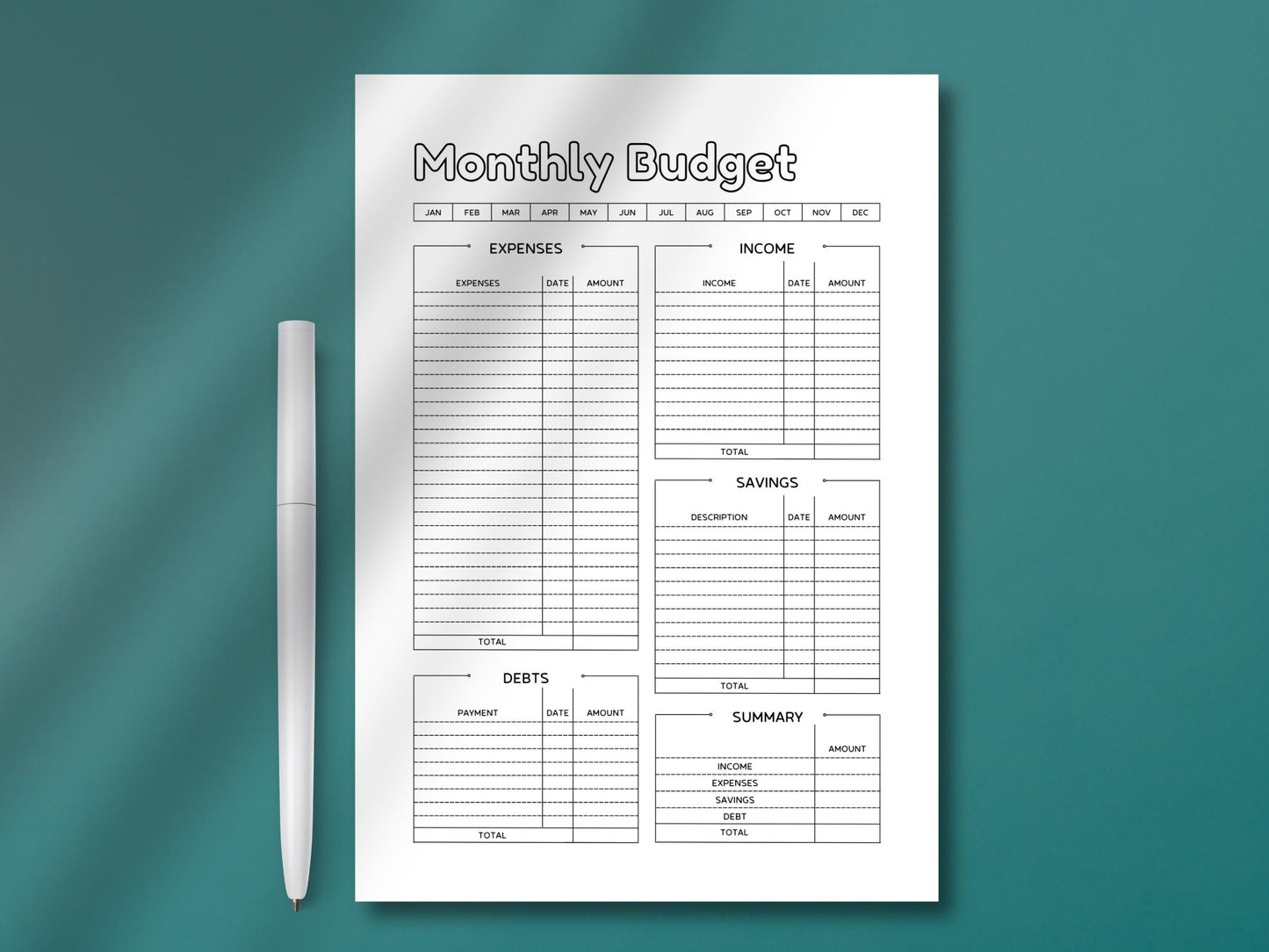 Monthly Finance Planner Bundle: Budget, Expense, Savings Trackers (Digital Download)