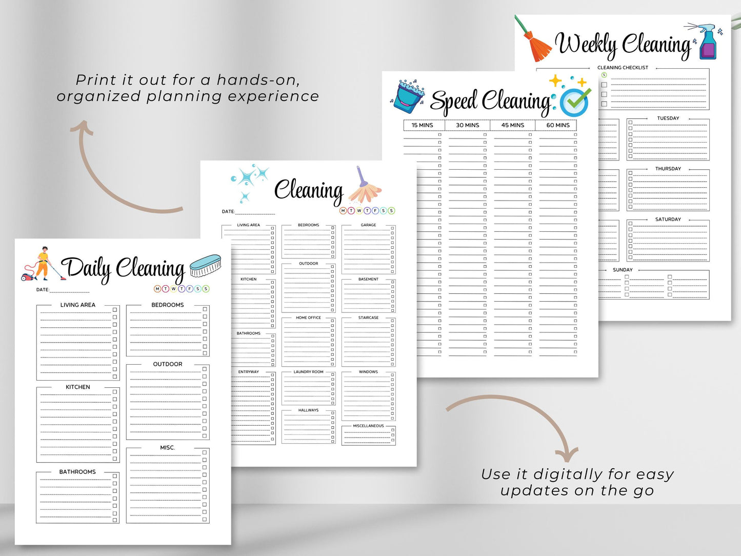 Cleaning Planner Checklist Bundle: Daily & Weekly Chores (Printable PDF)