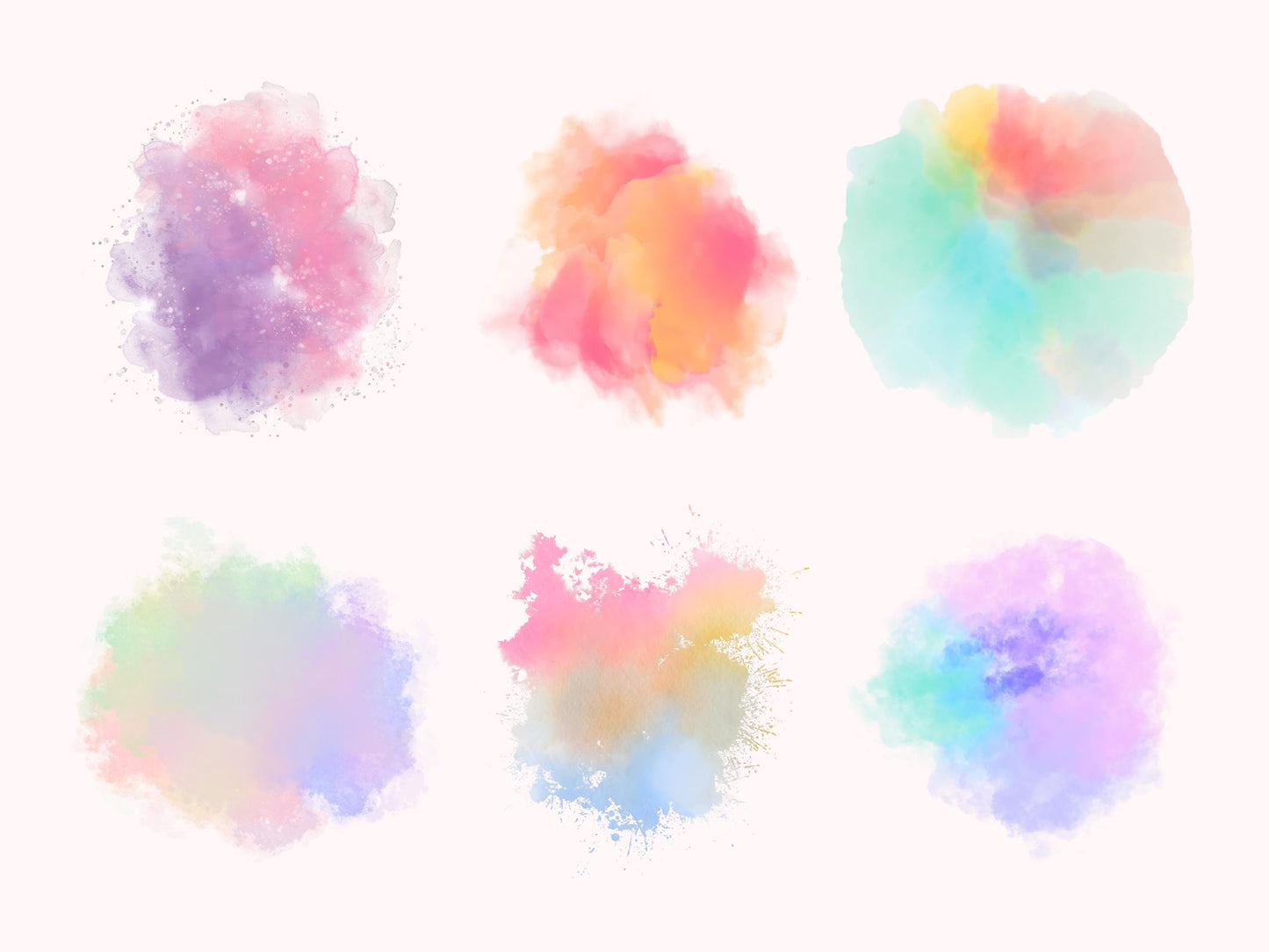 Pastel Watercolor Splash Clipart Bundle png, Paint Splatter png, Colorful Color Splash, Neutral Watercolor Splatter Clipart