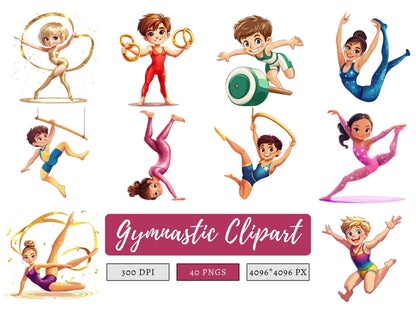 40 Gymnastic Clipart Bundle png, Gymnastic Silhouette, Gymnastic Clipart, Gymnastic Girl Clipart, Gymnastic Boy Clipart, Digital Download