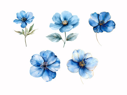 Ensemble d'images clipart de fleurs de mariage, Ensemble d'images clipart de fleurs abstraites, Fleurs à imprimer, Images clipart de fleurs png, Images clipart florales aquarelle