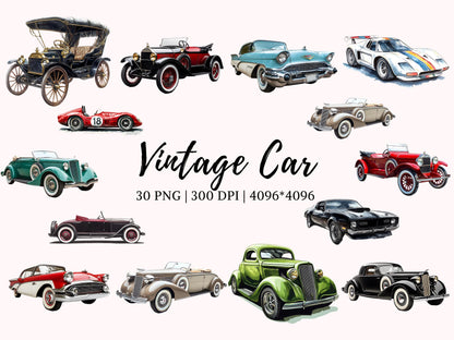 Vintage Car Clipart png Bundle, Car Clipart Bundle, 1960s Car Clipart, Sports Car Clipart, Vintage Car Silhouette, Digital Download