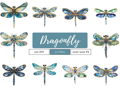 20 Dragonfly Clipart Bundle png, Dragonfly Clipart, Set Of 20 Dragonfly Clipart, Dragonfly png, High Quality png, Digital Download