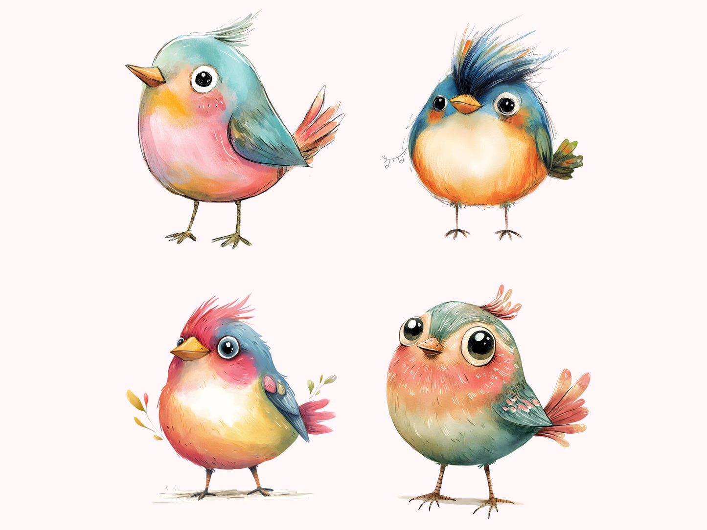 Whimsical Bird Clipart Bundle, Funny Bird Clipart png, Cute Whimsical Bird Clipart, Crazy Bird Clipart, Cute Bird png, Quirky Bird Clipart