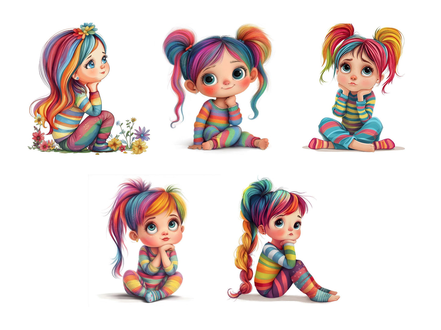 Ensemble d'images clipart de fille excentrique (PNG), images clipart de fille excentrique, images clipart de fille mignonne et excentrique, images clipart de fille fantaisiste, éphémères fantaisistes, téléchargement numérique