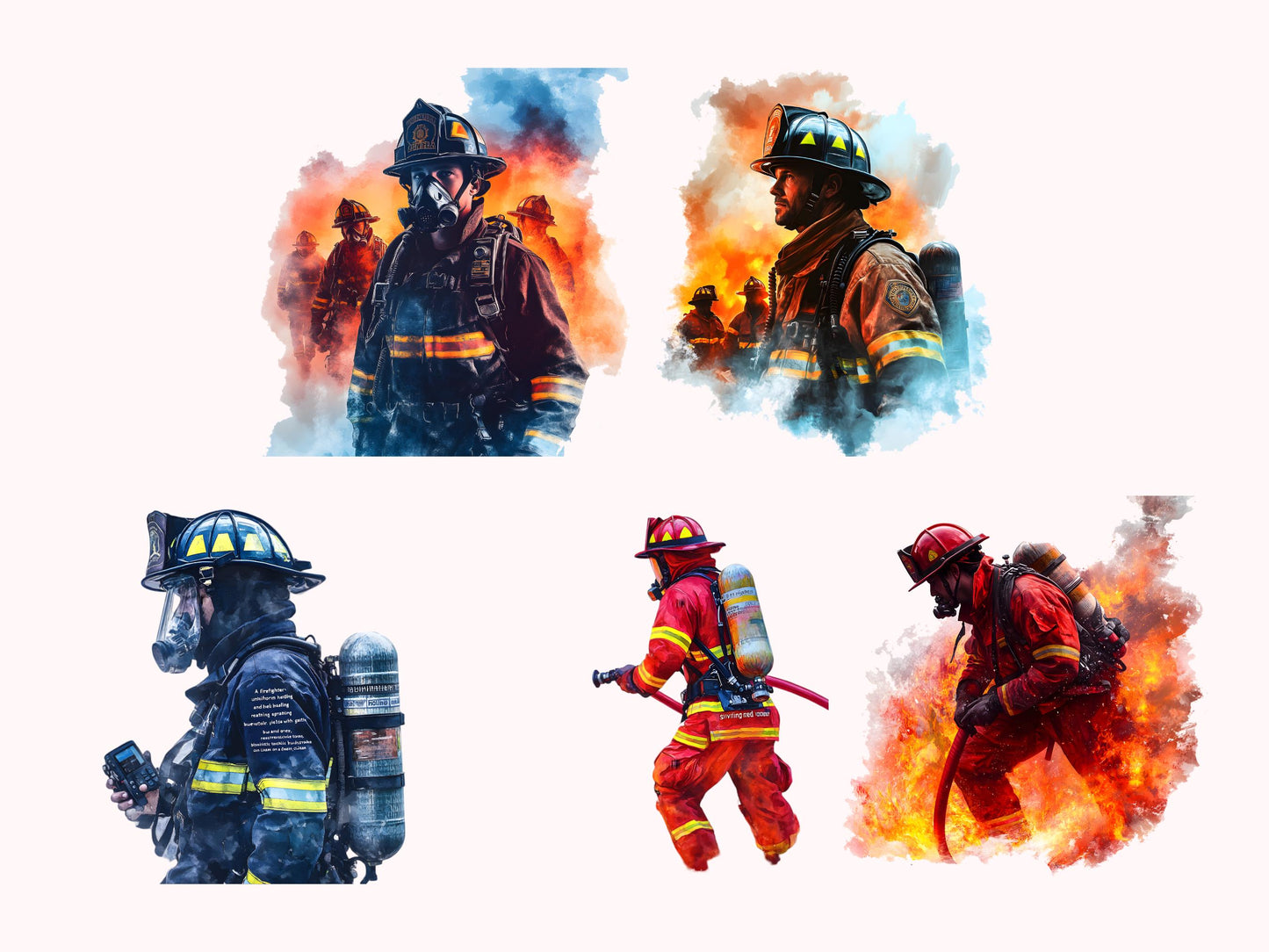 Feuerwehr-Clipart-Bundle (PNG), Feuerwehr-Clipart, Feuerwehrauto-Clipart, Feuerwehr-Clipart (Aquarell), Feuerwehrmann-Clipart-Bundle
