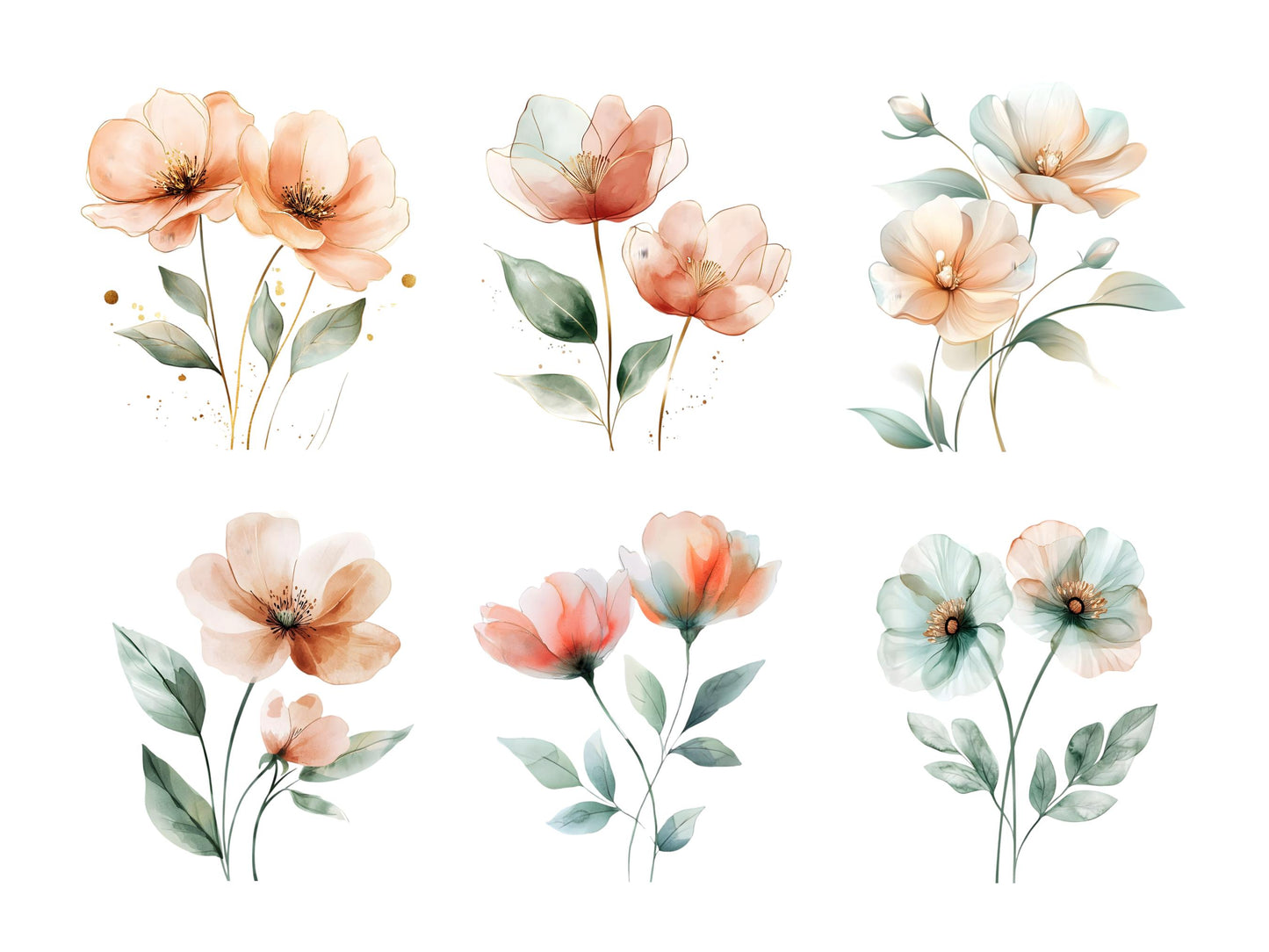 35 abstrakte Blumen-Cliparts (PNG), abstrakte Blumen-Cliparts, Blumen-Cliparts (PNG), Aquarell-Blumen-Cliparts, Blumendruck-Cliparts (PNG)