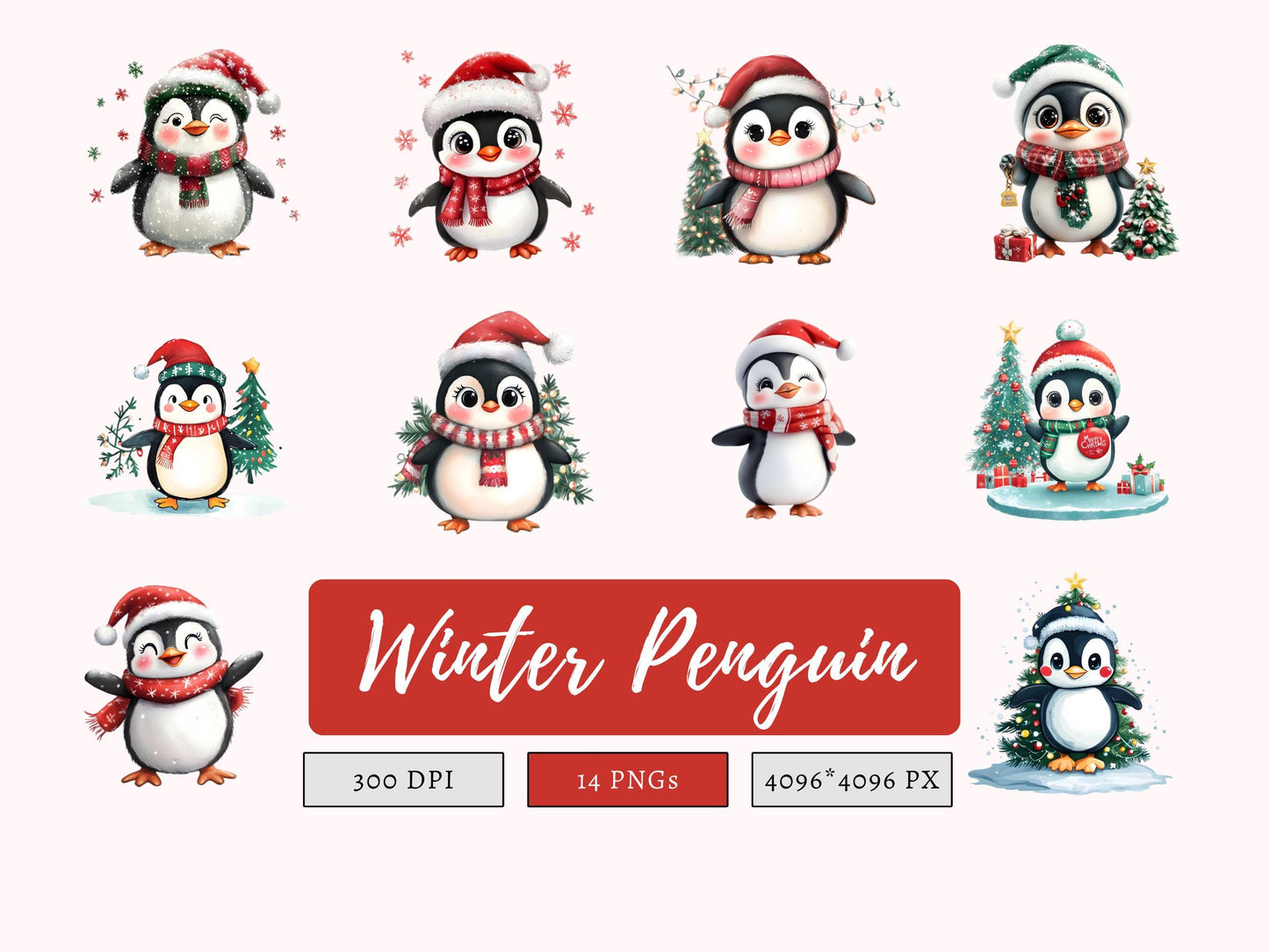 14 Penguin Clipart Bundle png, Christmas Penguin Clipart Bundle, Penguin Clipart, Penguin Silhouette, Penguin png, Digital Download
