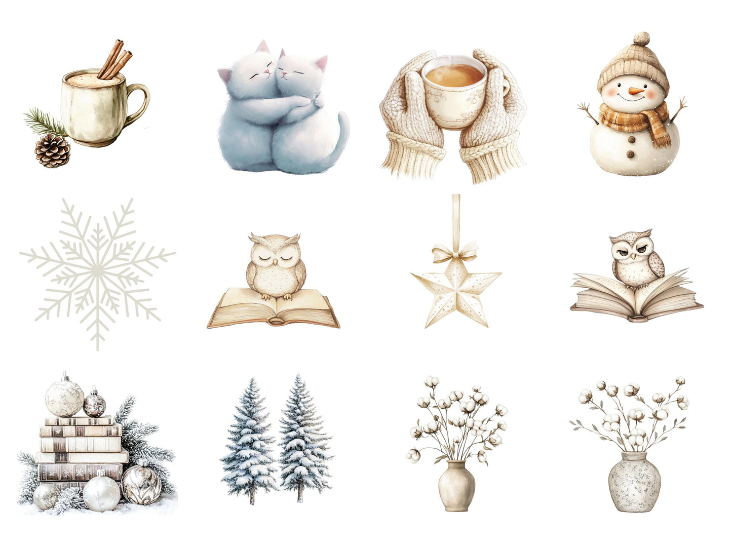 Planner Clipart png Bundle, Watercolor Planner Girl Clipart, Winter Season, Cuteness Clipart, Planner Lover Clipart, Planner Elements png