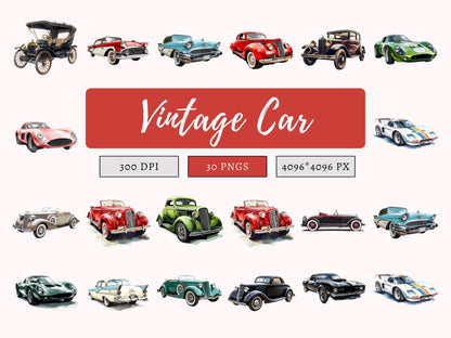 Vintage Car Clipart png Bundle, Car Clipart Bundle, 1960s Car Clipart, Sports Car Clipart, Vintage Car Silhouette, Digital Download