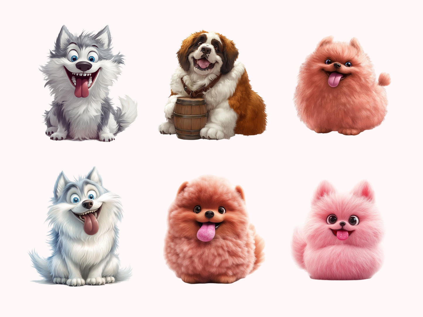 Skurrile Hunde-Cliparts (PNG-Bundle), Aquarell-Hunde-Cliparts, Cliparts skurriler Hunderassen, Haustierrassen-Cliparts, verspielte Hunde-PNGs, Tier-Cliparts