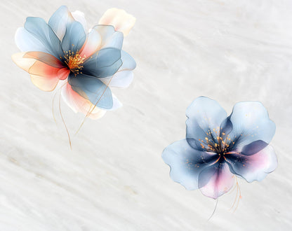 15 Watercolor Abstract Flower Clipart, PNG Bundle (Digital Download)