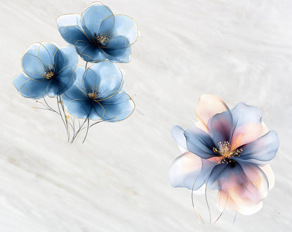 15 Watercolor Abstract Flower Clipart, PNG Bundle (Digital Download)