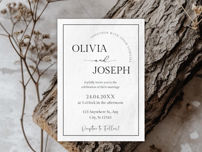 Western wedding invitation templates rustic Canva editable suite