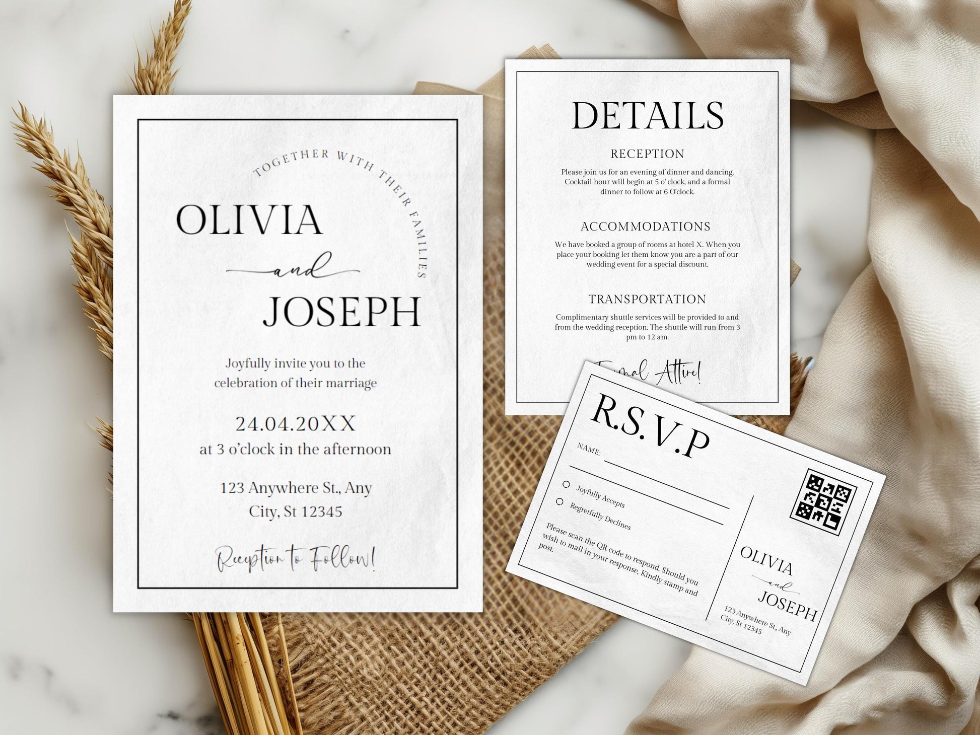 Western wedding invitation templates rustic Canva editable suite