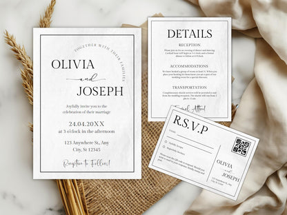 Western wedding invitation templates rustic Canva editable suite