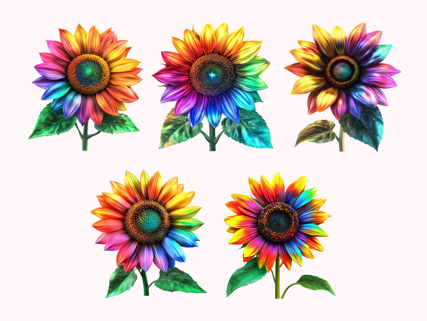 Sonnenblumen-Clipart-Bundle, Neon-Sonnenblumen-Clipart (PNG), Sonnenblume (PNG), Aquarell-Neon-Sonnenblumen-Clipart (PNG), Digitaler Download