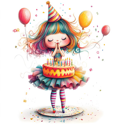 Quirky Birthday Cake Clip Art png Bundle, Watercolor Quirky Birthday Cake Clip Art, Card Making Clipart, Quirky Birthday Girl Clip Art