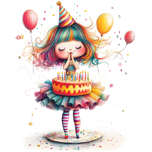 Quirky Birthday Cake Clip Art png Bundle, Watercolor Quirky Birthday Cake Clip Art, Card Making Clipart, Quirky Birthday Girl Clip Art
