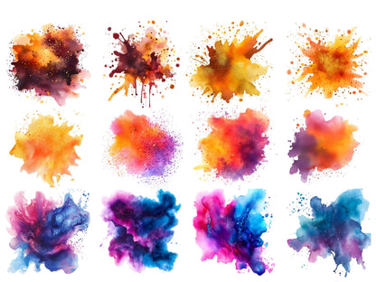 Verträumte Spritzer-Cliparts, Aquarell-Spritzer-Cliparts, Spritzer-Clipart-PNG-Bundle, Spritzer-Cliparts, Verträumte Spritzer-Cliparts, Tintenspritzer-Cliparts