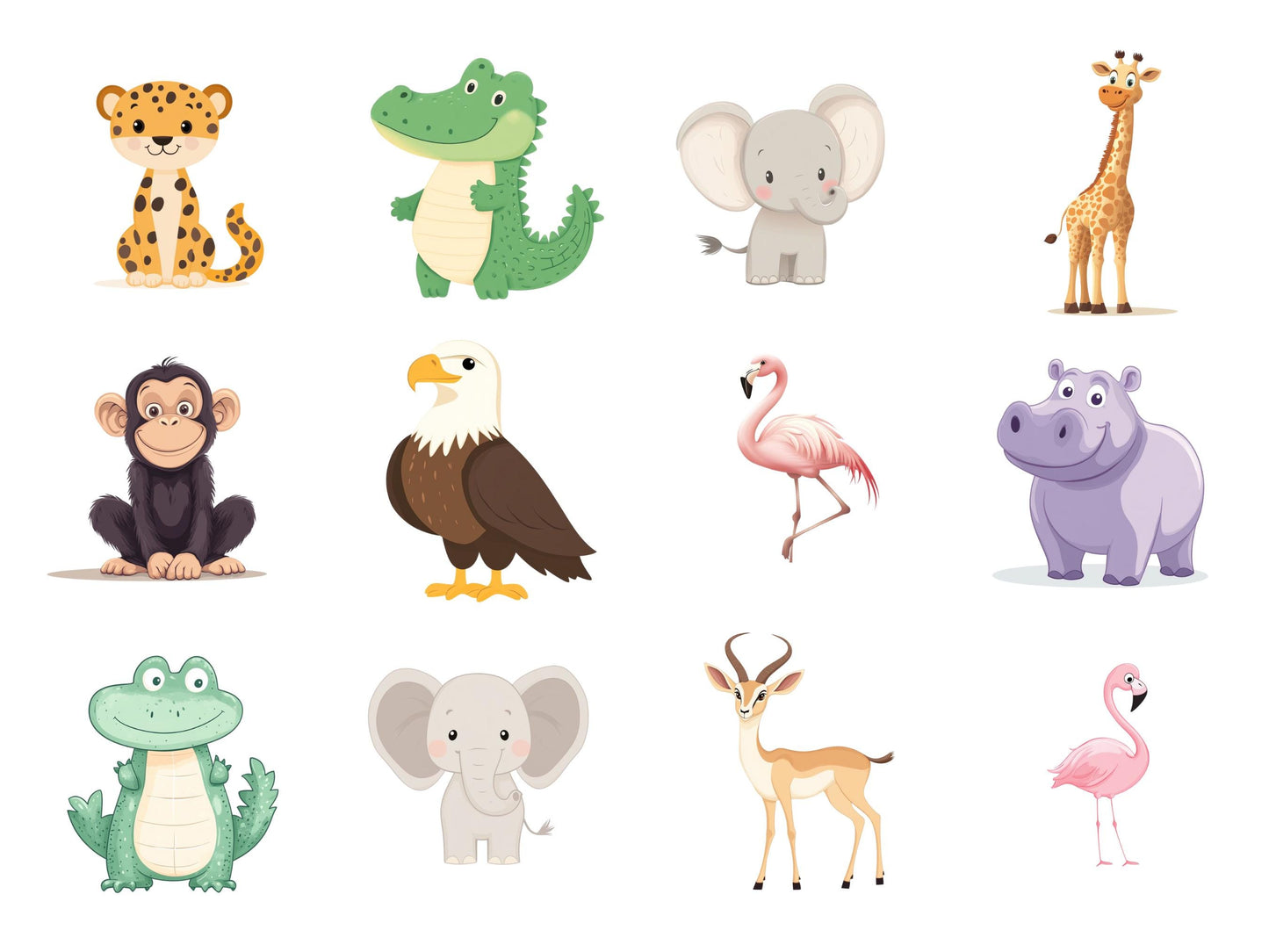 60 Safari-Tier-Cliparts (PNG-Bundle), Aquarell-Safari-Tier-Cliparts, niedliche Tier-Cliparts, skurrile Tier-Cliparts, lustige Tier-Cliparts