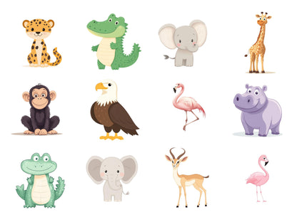 60 Safari-Tier-Cliparts (PNG-Bundle), Aquarell-Safari-Tier-Cliparts, niedliche Tier-Cliparts, skurrile Tier-Cliparts, lustige Tier-Cliparts