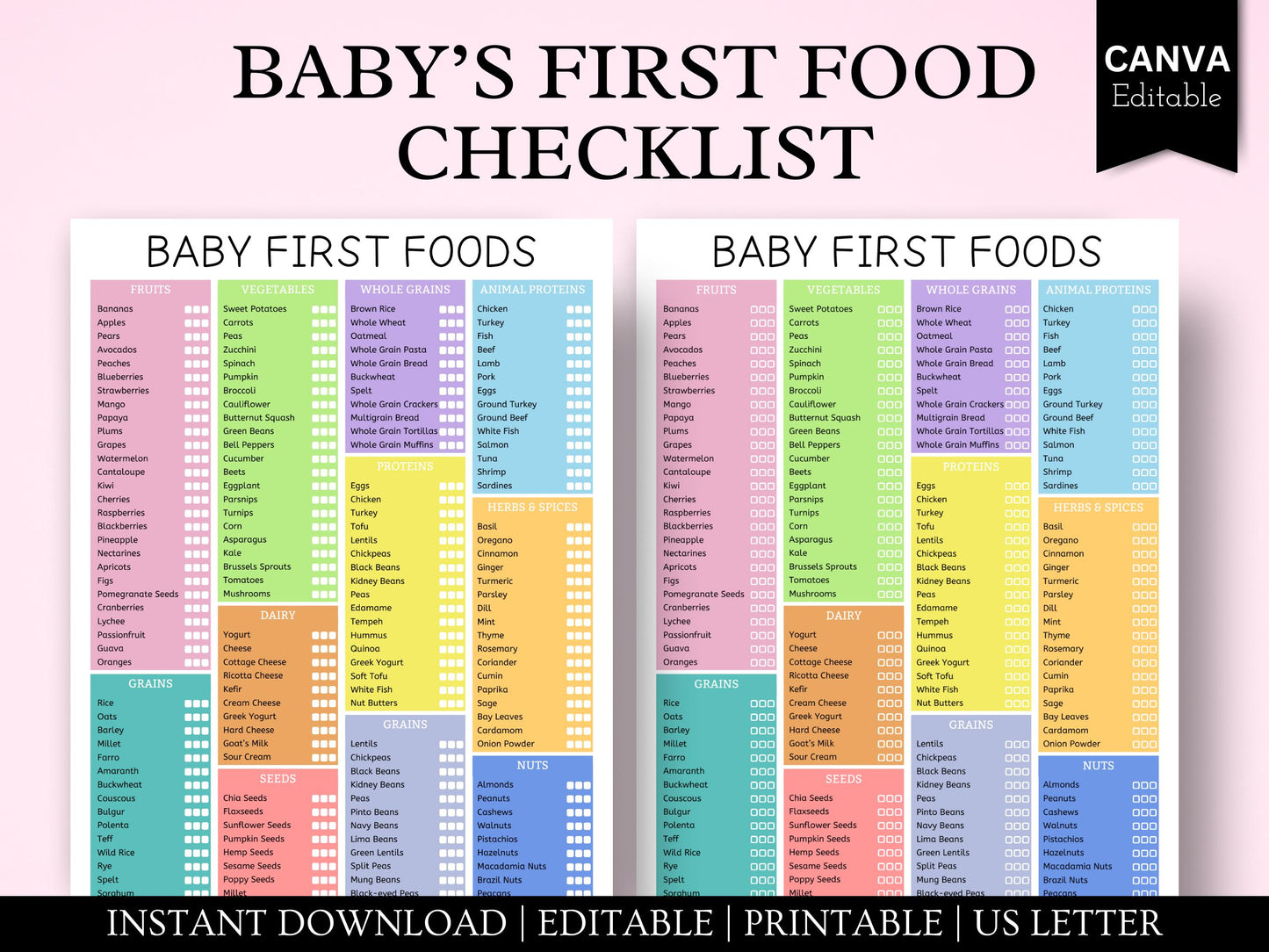 Checkliste für Babys erste Beikost: Beikost-Tracker, über 160 Lebensmittel (Digitaler Download)