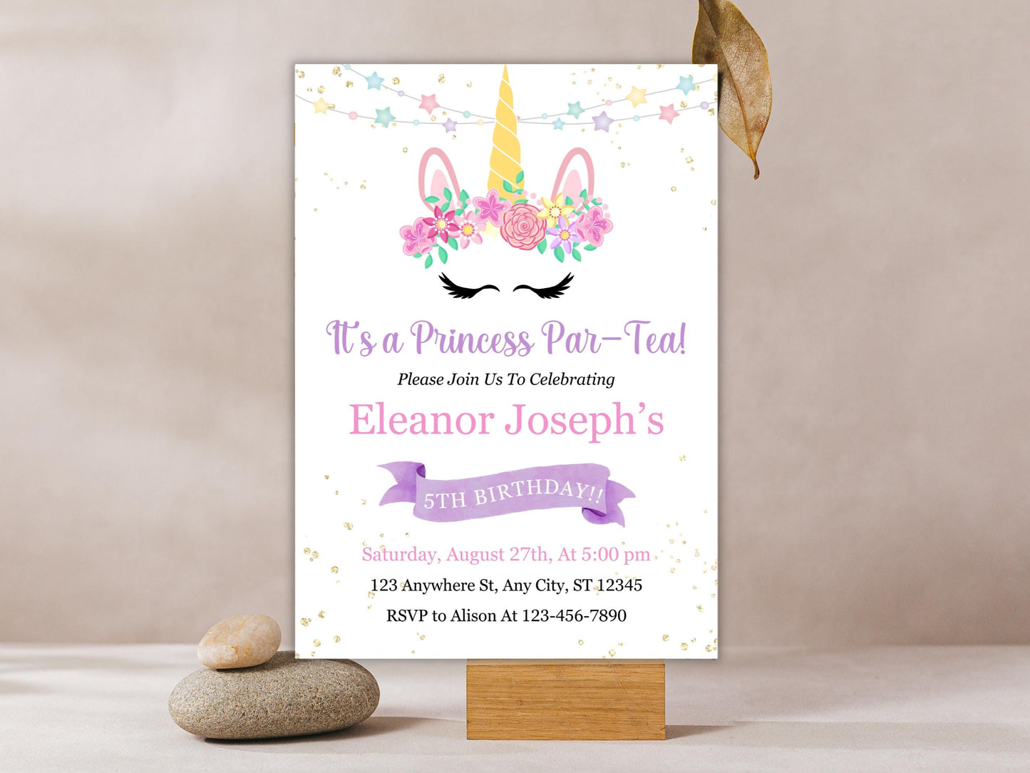Magical Unicorn Birthday Invitation: Princess Par-Tea (Digital Download)