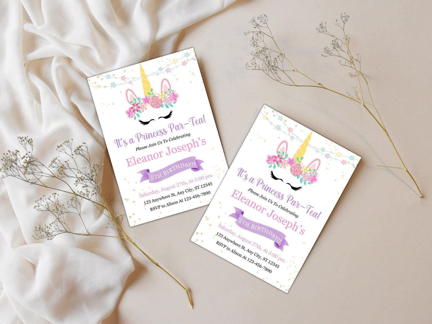Magical Unicorn Birthday Invitation: Princess Par-Tea (Digital Download)