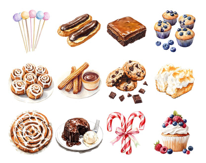 Watercolor Pastel Candy Clipart Bundle (Digital Download)