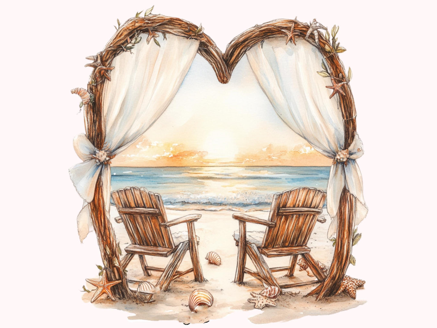 Couple Clipart png, Couple Chair Clipart Bundle png, Beach Clipart png, Romantic Clipart png, Beach Heart png, Couple Beach Chair Clipart