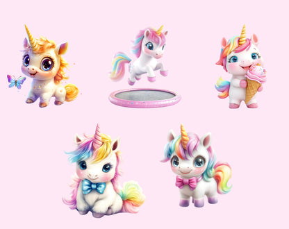 51 Baby Unicorn Clipart, Cute Unicorn png, Baby Unicorn Clipart Bundle, Magical Unicorn Clipart png bundle, Rainbow Unicorn Clipart