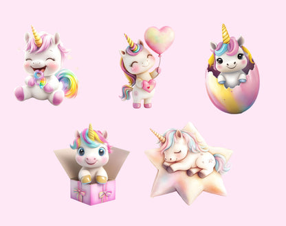 51 Baby Unicorn Clipart, Cute Unicorn png, Baby Unicorn Clipart Bundle, Magical Unicorn Clipart png bundle, Rainbow Unicorn Clipart