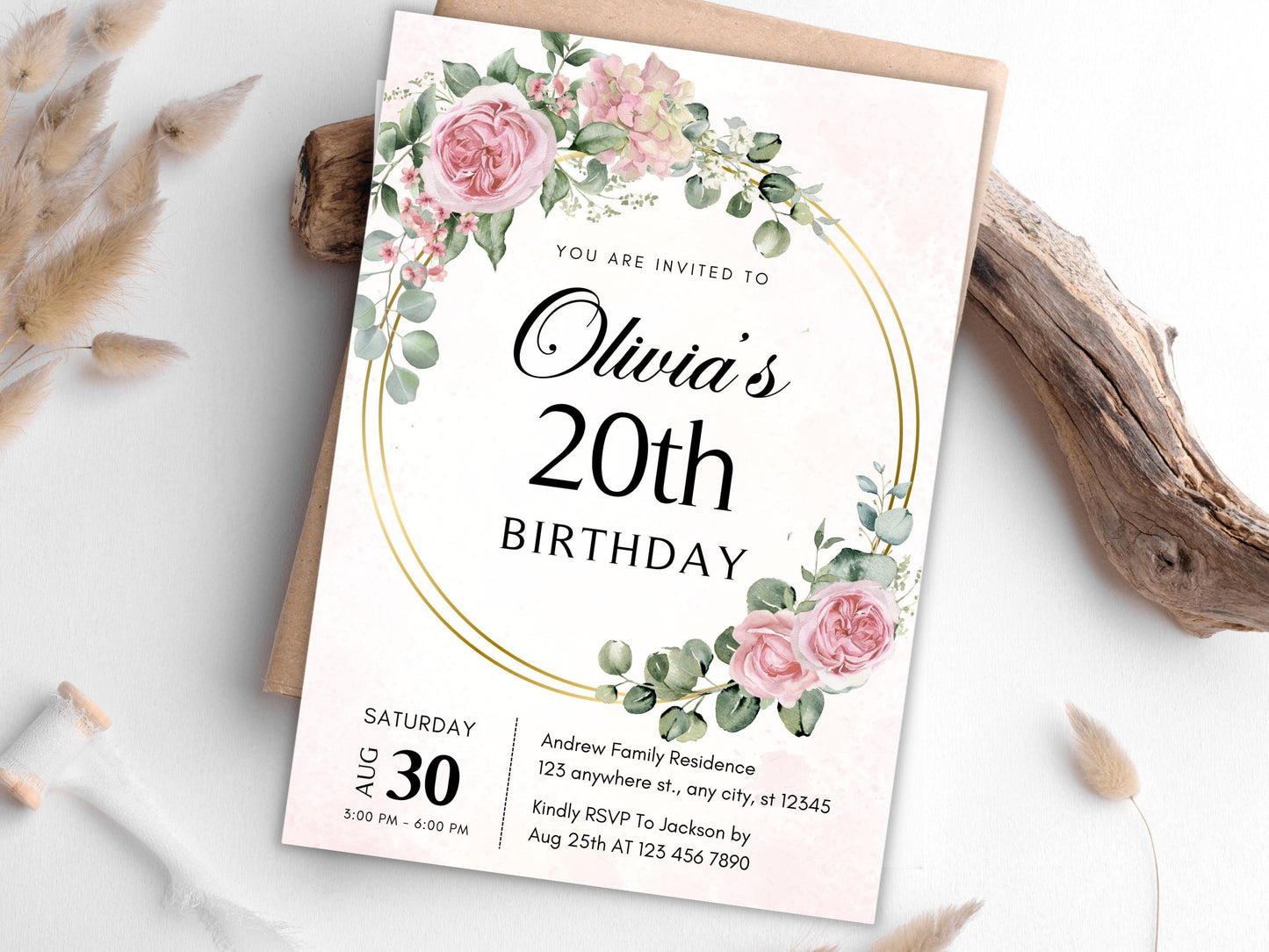 Floral Birthday Invitation Template: Editable Flower Invite (PDF)