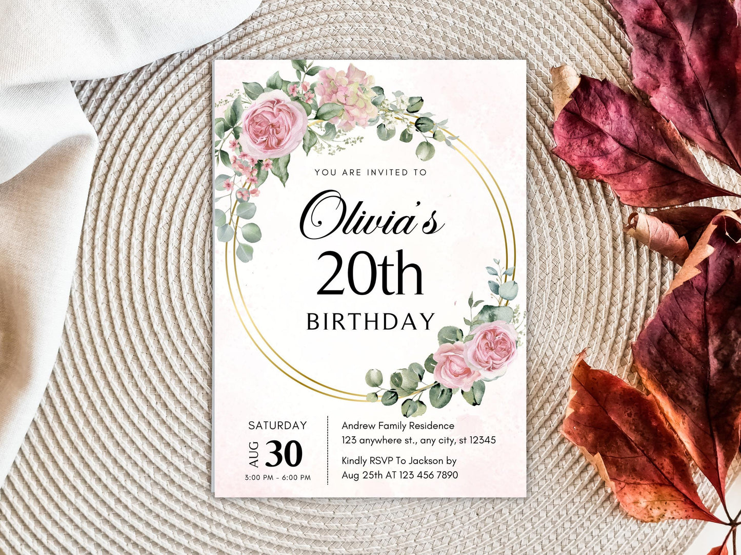 Floral Birthday Invitation Template: Editable Flower Invite (PDF)