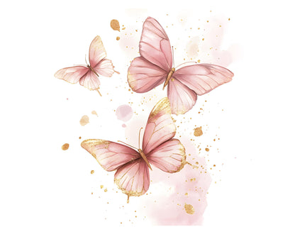 Pink Butterfly Clipart Bundle, Gold Butterfly Clipart, Pink Butterfly png, Watercolor Butterfly Clipart png, Pink Butterflies Clipart