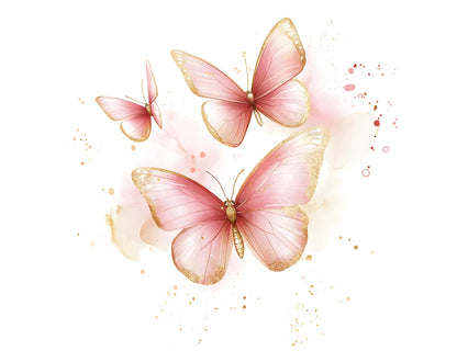 Pink Butterfly Clipart Bundle, Gold Butterfly Clipart, Pink Butterfly png, Watercolor Butterfly Clipart png, Pink Butterflies Clipart
