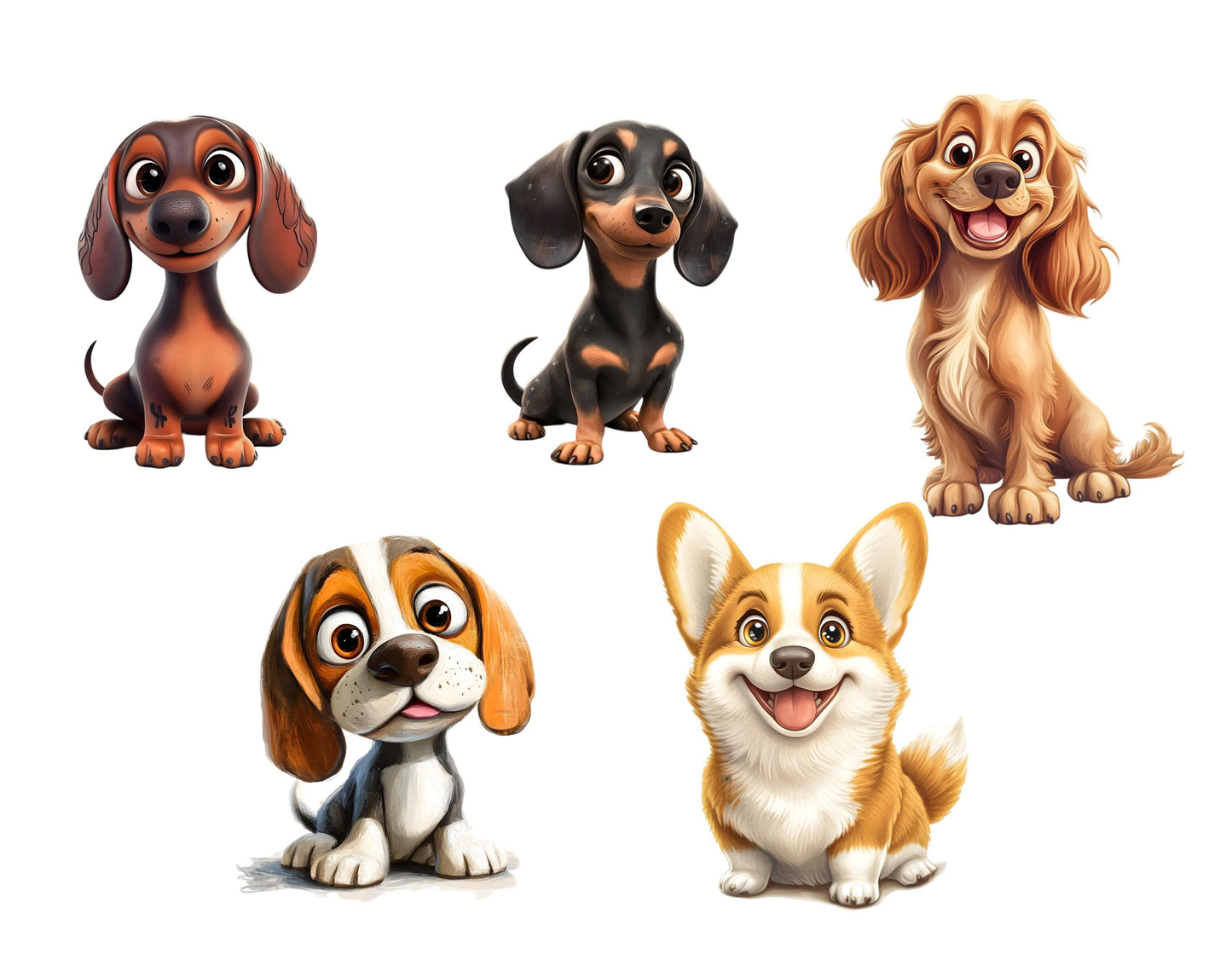 Skurrile Hunde-Clipart-Sammlung (PNG), Skurrile Hunde (PNG), Hunderassen-Clipart, Verspielte Hunde-Clipart, Niedliche Hunde-Clipart, Haustier-Clipart, Hochwertige Haustier-PNG-Datei