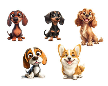 Skurrile Hunde-Clipart-Sammlung (PNG), Skurrile Hunde (PNG), Hunderassen-Clipart, Verspielte Hunde-Clipart, Niedliche Hunde-Clipart, Haustier-Clipart, Hochwertige Haustier-PNG-Datei