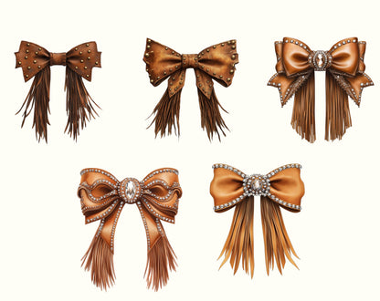 Cowgirl Bow Clipart Bundle png, Western Cowgirl Bow Clipart, Howdy Brown Bow Clipart, Coquette Bow png, Watercolor Bow Clipart