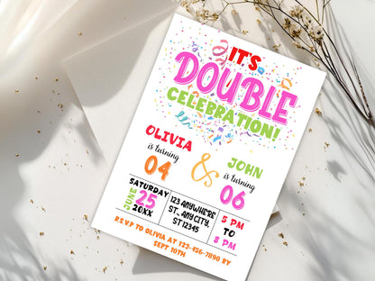 Editable Joint Birthday Invitation Template: Double Celebration (PDF)