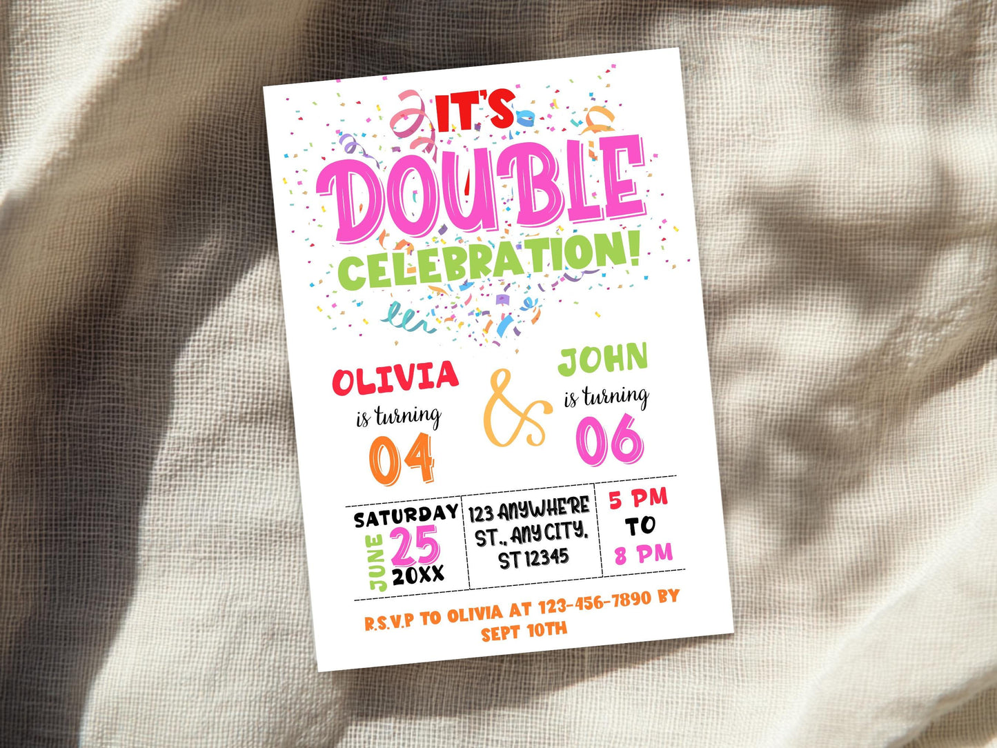 Editable Joint Birthday Invitation Template: Double Celebration (PDF)