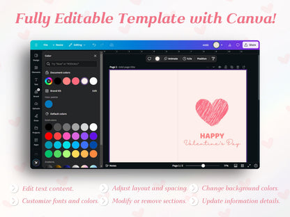 Editable Valentine's Day Card Template: Printable Minimalist Design (Digital Download)