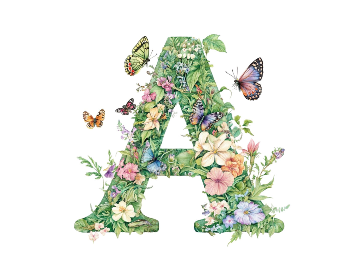 Watercolor Floral Alphabet Collection Clipart, Spring Floral Alphabet Clipart, Floral Letter Clipart, Alphabet Clipart, Milestone Clipart