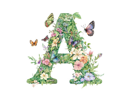 Watercolor Floral Alphabet Collection Clipart, Spring Floral Alphabet Clipart, Floral Letter Clipart, Alphabet Clipart, Milestone Clipart